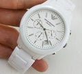  Shop Authentic Emporio Armani Ceramica Chronograph White Dial White Strap Watch For Men - AR1453 - Luxxuri