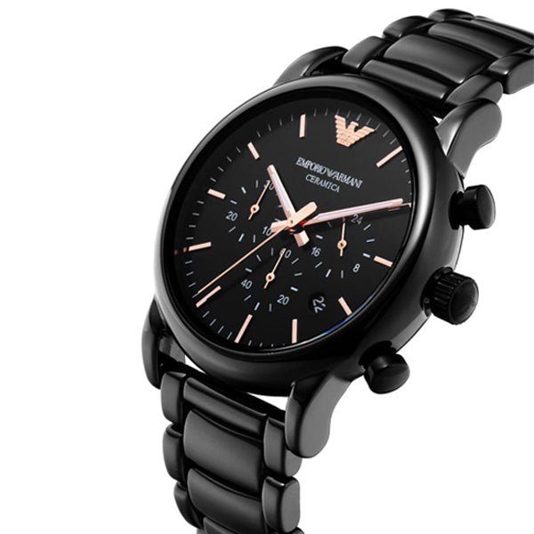  Shop Authentic Emporio Armani Luigi Ceramic Chronograph Black Dial Black Strap Watch For Men - AR1509 - Luxxuri
