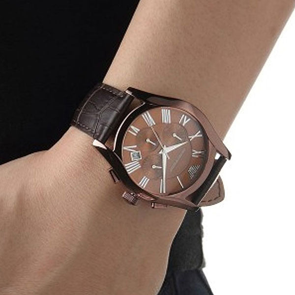  Shop Authentic Emporio Armani Valente Classic Brown Dial Brown Leather Strap Watch For Men - AR1609 - Luxxuri