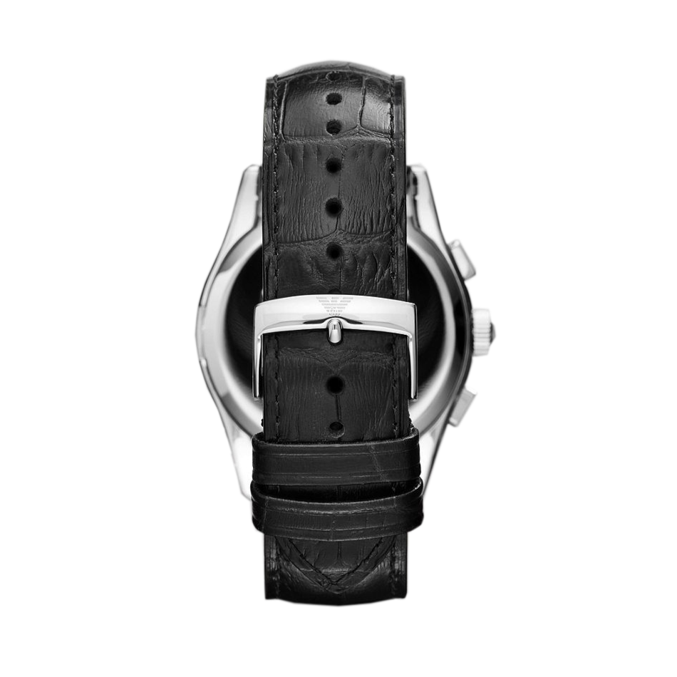  Shop Authentic Emporio Armani Valente Chronograph Black Dial Black Leather Strap Watch For Men - AR1633 - Luxxuri