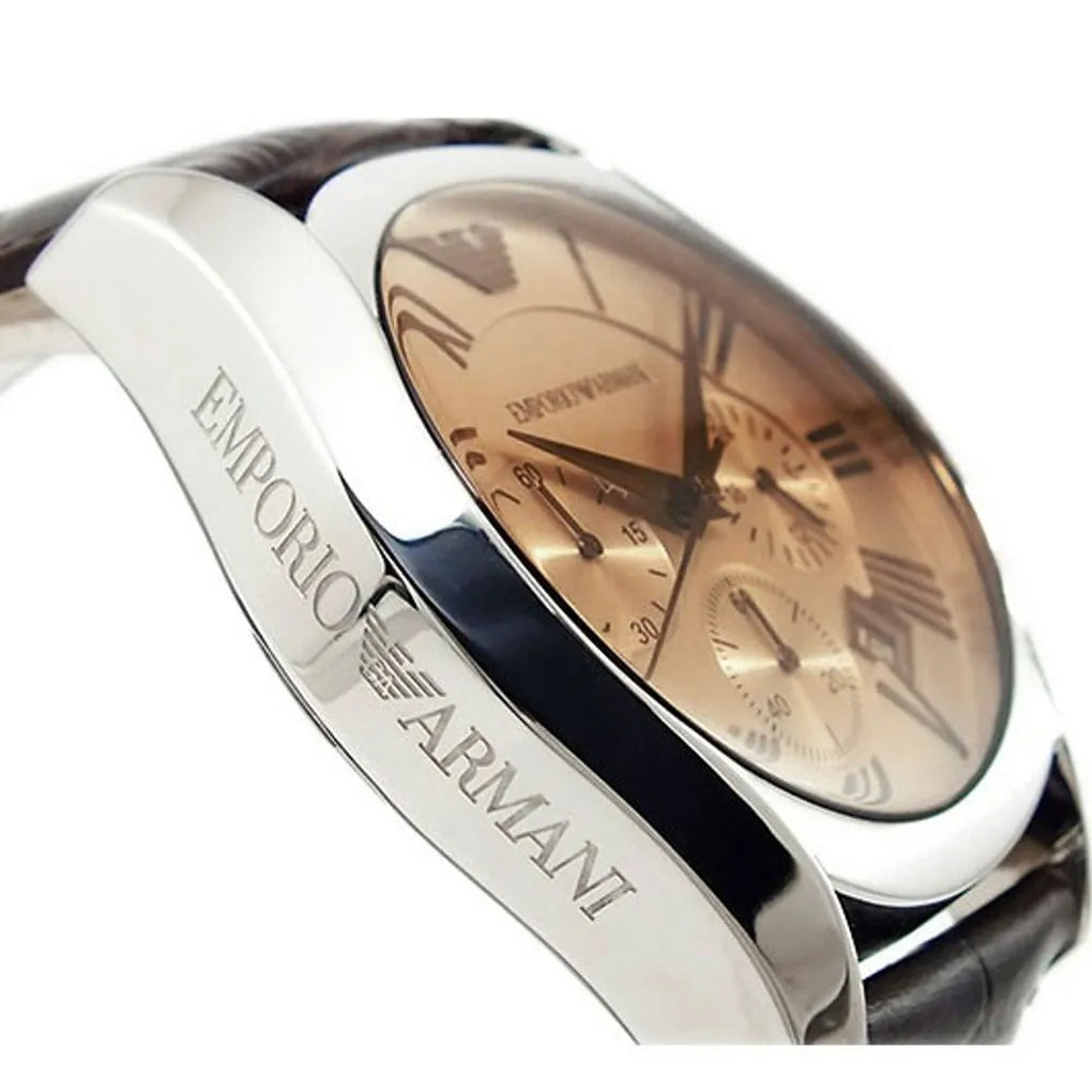  Shop Authentic Emporio Armani Valente Chronograph Amber Dial Brown Leather Strap Watch For Men - AR1634 - Luxxuri