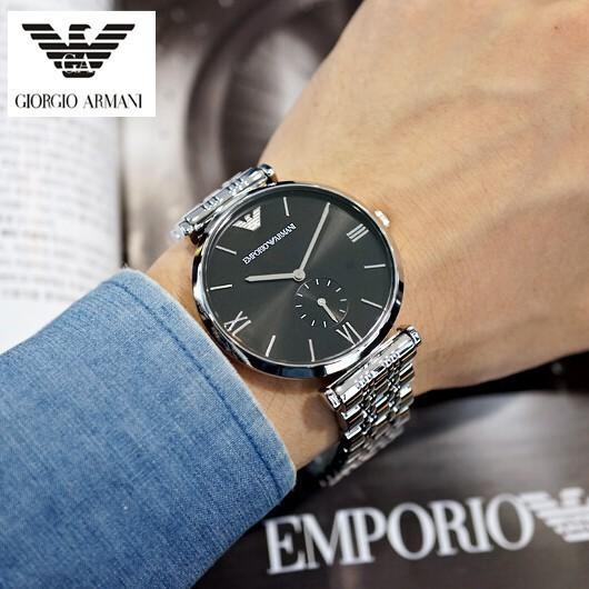  Shop Authentic Emporio Armani Retro Black Dial Silver Steel Strap Watch For Men - AR1676 - Luxxuri