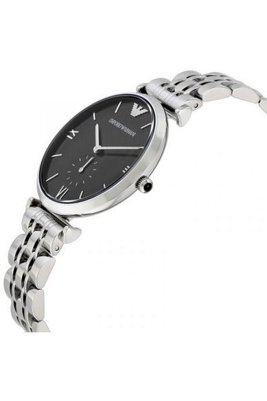  Shop Authentic Emporio Armani Retro Black Dial Silver Steel Strap Watch For Men - AR1676 - Luxxuri