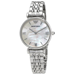  Shop Authentic Emporio Armani Gianni T Bar Mother of Pearl Dial Silver Steel Strap Watch For Women - AR1688 - Luxxuri