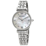  Shop Authentic Emporio Armani Gianni T Bar Mother of Pearl Dial Silver Steel Strap Watch For Women - AR1688 - Luxxuri