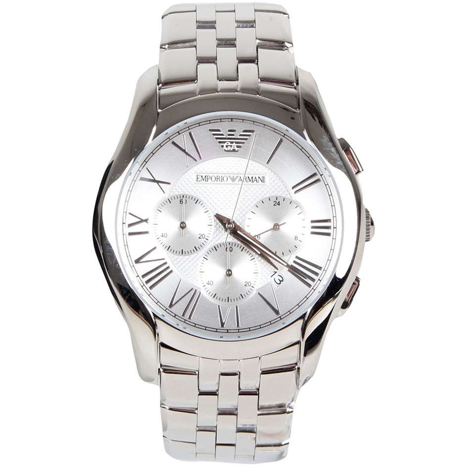 Emporio Armani Velente Chronograph Quartz Silver Dial Silver Steel Strap Watch For Men - AR1702