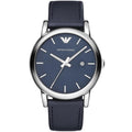  Shop Authentic Emporio Armani Classic Quartz Blue Dial Black Leather Strap Watch For Men - AR1731 - Luxxuri