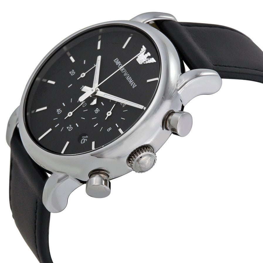  Shop Authentic Emporio Armani Classic Chronograph Black Dial Black Leather Strap Watch For Men - AR1733 - Luxxuri