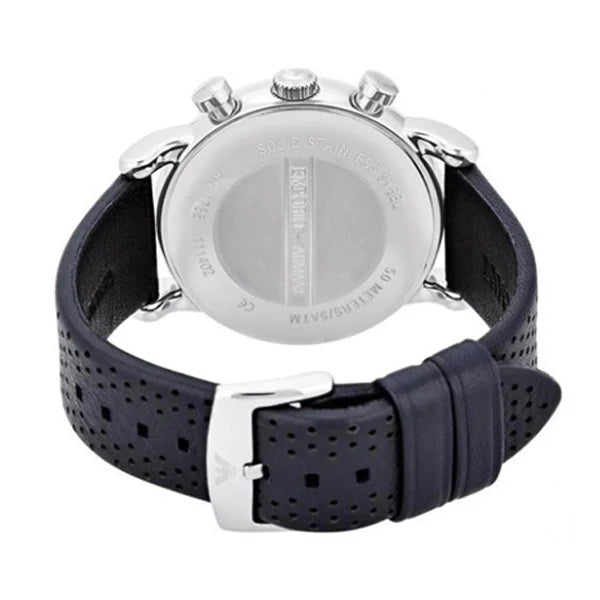  Shop Authentic Emporio Armani Luigi Chronograph Blue Dial Black Leather Strap Watch For Men - AR1736 - Luxxuri