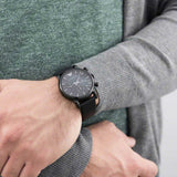  Shop Authentic Emporio Armani Luigi Chronograph Black Dial Black Leather Strap Watch For Men - AR1737 - Luxxuri