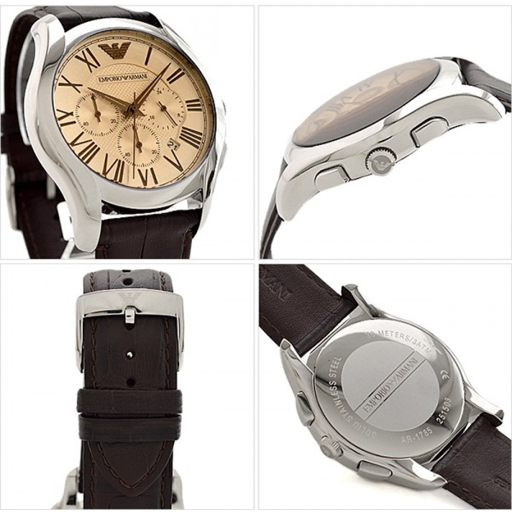  Shop Authentic Emporio Armani Valente Chronograph Brown Dial Brown Leather Strap Watch For Men - AR1785 - Luxxuri