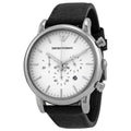  Shop Authentic Emporio Armani Classic Quartz Chronograph White Dial Black Leather Strap Watch For Men - AR1807 - Luxxuri