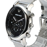  Shop Authentic Emporio Armani Classic Chronograph Black Dial Silver Mesh Bracelet Watch For Men - AR1808 - Luxxuri