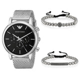  Shop Authentic Emporio Armani Luigi Black Dial Silver Mesh Bracelet Watch For Men - AR8032 - Luxxuri