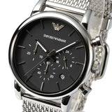  Shop Authentic Emporio Armani Luigi Chronograph Black Dial Silver Mesh Bracelet Watch For Men - AR1811 - Luxxuri