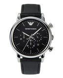  Shop Authentic Emporio Armani Luigi Chronograph Black Dial Black Leather Watch For Men - AR1828 - Luxxuri