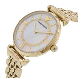  Shop Authentic Emporio Armani Gianni T Bar White Mother of Pearl Dial Gold Steel Strap Watch For Women - AR1907 - Luxxuri