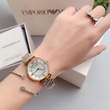 Shop Authentic Emporio Armani Gianni T Bar White Mother of Pearl Dial Gold Steel Strap Watch For Women - AR1907 - Luxxuri