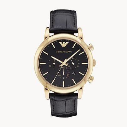  Shop Authentic Emporio Armani Luigi Chronograph Black Dial Black Leather Watch For Men - AR1917 - Luxxuri