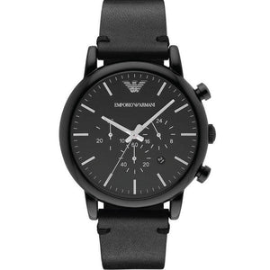  Shop Authentic Emporio Armani Dress Chronograph Black Dial Black Leather Strap Watch For Men - AR1918 - Luxxuri