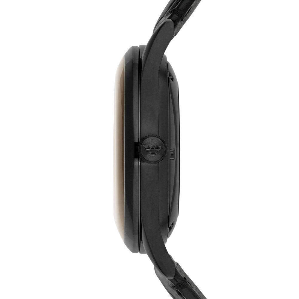  Shop Authentic Emporio Armani Meccanico White Dial Black Leather Strap Watch For Men - AR1923 - Luxxuri