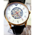  Shop Authentic Emporio Armani Meccanico White Skeleton Dial Black Leather Strap Watch For Men - AR1924 - Luxxuri