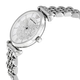  Shop Authentic Emporio Armani Gianni T Bar White Crystal Pave Dial Silver Stainless Steel Strap Watch For Women - AR1925 - Luxxuri
