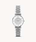 Emporio Armani Gianni T Bar White Crystal Pave Dial Silver Stainless Steel Strap Watch For Women - AR1925