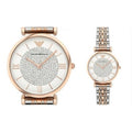 Emporio Armani Gianni T Bar White Dial Two Tone Steel Strap Watch For Women - AR1926
