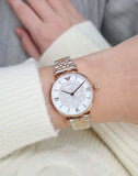  Shop Authentic Emporio Armani Gianni T Bar White Dial Two Tone Steel Strap Watch For Women - AR1926 - Luxxuri