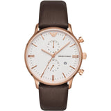  Shop Authentic Emporio Armani Retro Quartz White Dial Brown Leather Strap Watch For Men - AR1936 - Luxxuri