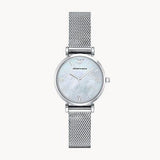  Shop Authentic Emporio Armani Gianni T Bar Mother of Pearl Dial Silver Steel Strap Watch For Women - AR1955 - Luxxuri