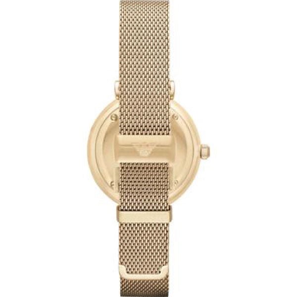  Shop Authentic Emporio Armani Retro Gold Dial Gold Mesh Bracelet Watch For Women - AR1957 - Luxxuri