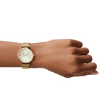  Shop Authentic Emporio Armani Retro Gold Dial Gold Mesh Bracelet Watch For Women - AR1957 - Luxxuri
