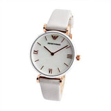  Shop Authentic Emporio Armani Gianni T Bar Quartz Mother of Pearl Dial White Leather Strap Watch For Women - AR1965 - Luxxuri