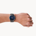  Shop Authentic Emporio Armani Chronograph Blue Dial Gun Metallic Mesh Bracelet Watch For Men - AR1979 - Luxxuri