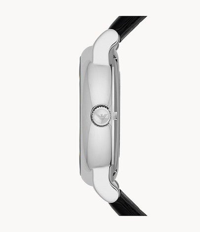  Shop Authentic Emporio Armani Luigi Silver Skeleton Dial Black Leather Strap Watch For Men - AR1981 - Luxxuri