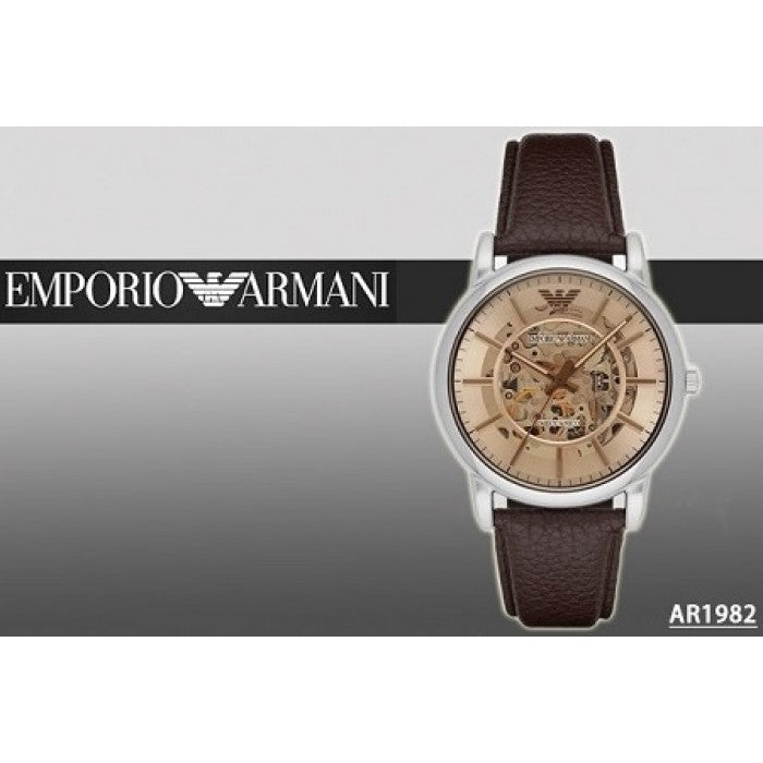  Shop Authentic Emporio Armani Luigi Meccanico Brown Dial Brown Leather Strap Watch For Men - AR1982 - Luxxuri