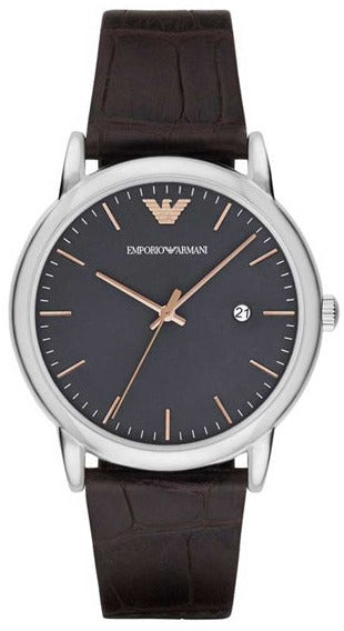  Shop Authentic Emporio Armani Luigi Quartz Gray Dial Brown Leather Strap Watch For Men - AR1996 - Luxxuri