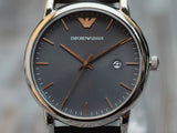  Shop Authentic Emporio Armani Luigi Quartz Gray Dial Brown Leather Strap Watch For Men - AR1996 - Luxxuri