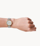  Shop Authentic Emporio Armani Gianni T Bar Mother of Pearl Dial Silver Mesh Bracelet Watch For Women - AR2068 - Luxxuri