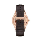  Shop Authentic Emporio Armani Epoca White Skeletal Dial Black Leather Strap Watch For Men - AR2073 - Luxxuri