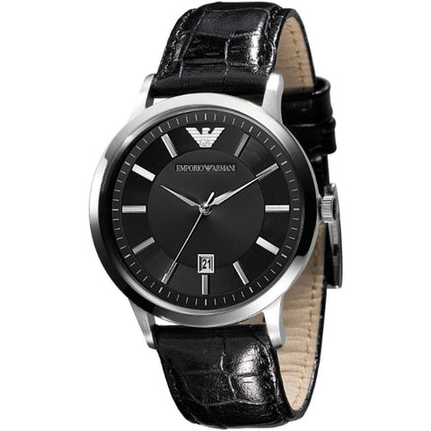  Shop Authentic Emporio Armani Classic Quartz Black Dial Black Leather Strap Watch For Men - AR2429 - Luxxuri