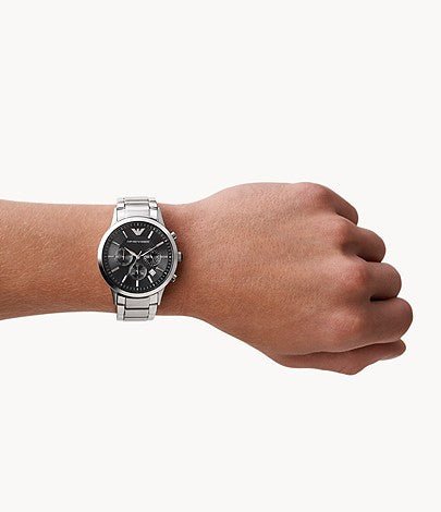  Shop Authentic Emporio Armani Classic Chronograph Black Dial Silver Steel Strap Watch For Men - AR2434 - Luxxuri