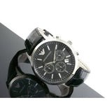  Shop Authentic Emporio Armani Renato Chronograph Black Dial Black Leather Strap Watch For Men - AR2447 - Luxxuri