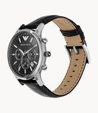  Shop Authentic Emporio Armani Renato Chronograph Black Dial Black Leather Strap Watch For Men - AR2447 - Luxxuri