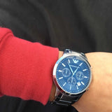  Shop Authentic Emporio Armani Renato Chronograph Blue Dial Silver Steel Strap Watch For Men - AR2448 - Luxxuri