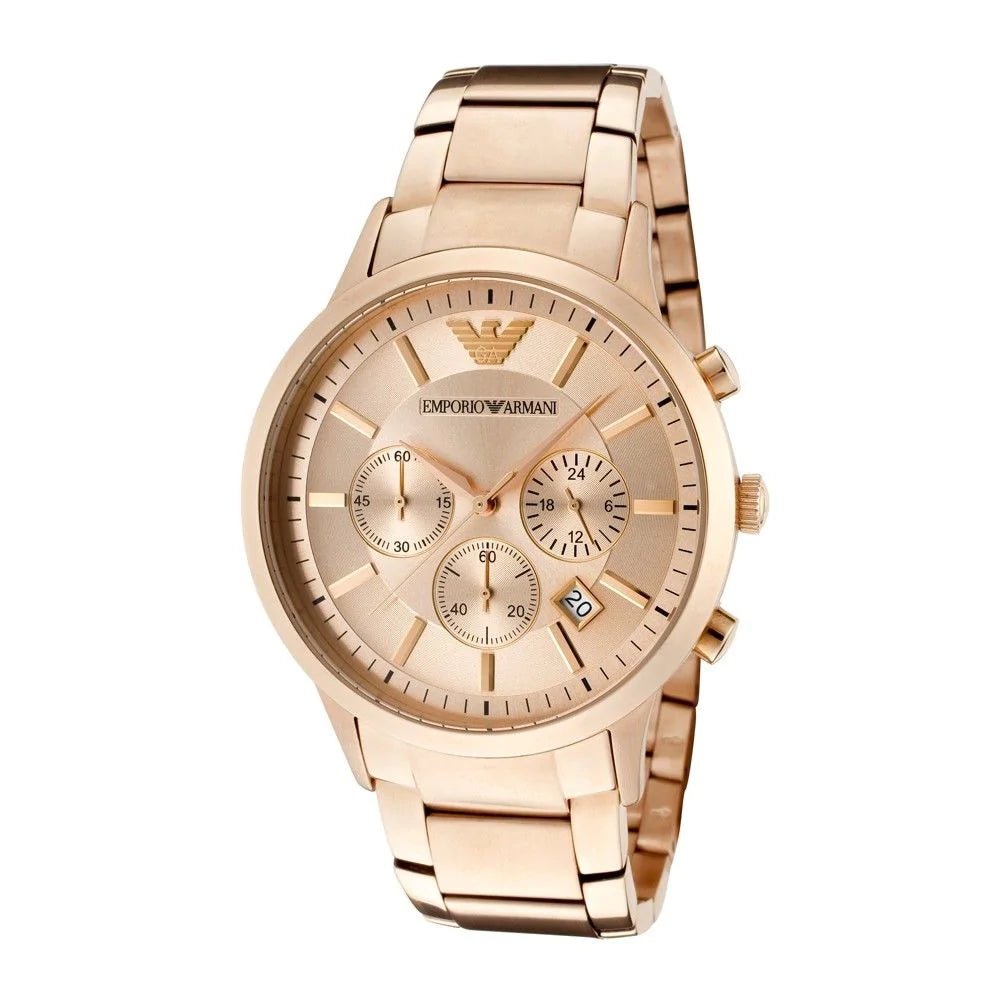  Shop Authentic Emporio Armani Classic Rose Gold Chronograph Steel Strap Watch For Men - AR2452 - Luxxuri