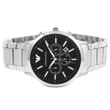  Shop Authentic Emporio Armani Sportivo Chronograph Black Dial Silver Steel Strap Watch For Men - AR2460 - Luxxuri