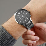  Shop Authentic Emporio Armani Sportivo Chronograph Black Dial Silver Steel Strap Watch For Men - AR2460 - Luxxuri